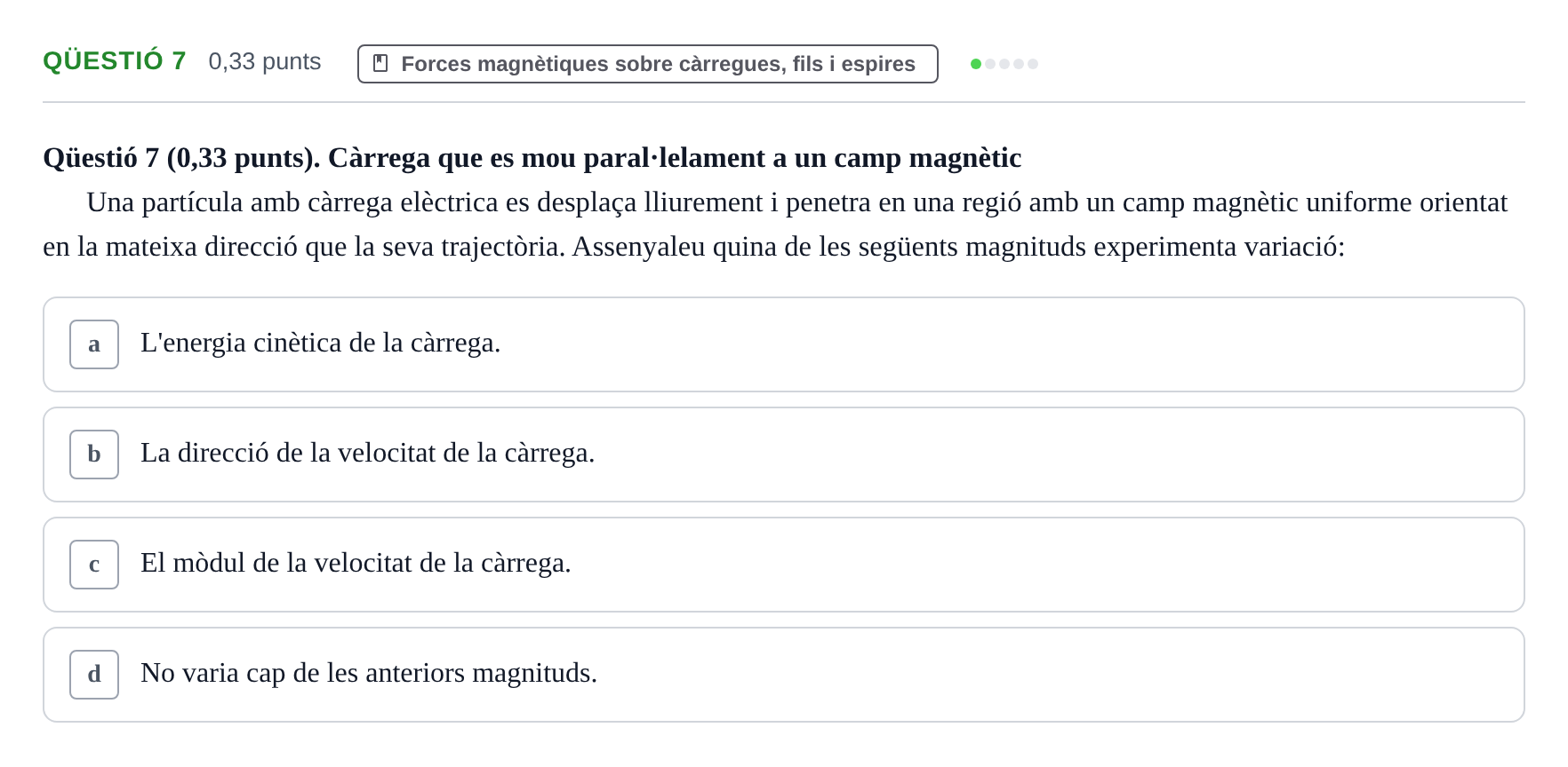 Enunciado: Ejercicio Qüestió 7 · Física UB 2016