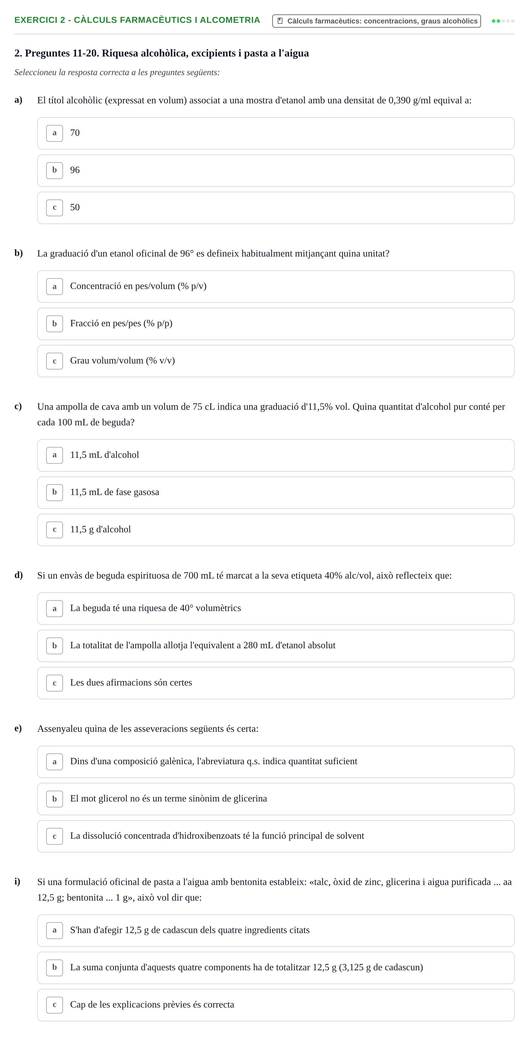 Enunciado: Ejercicio 2 - Càlculs farmacèutics i alcometria · Introducción a la Farmacia Galénica UB 2002