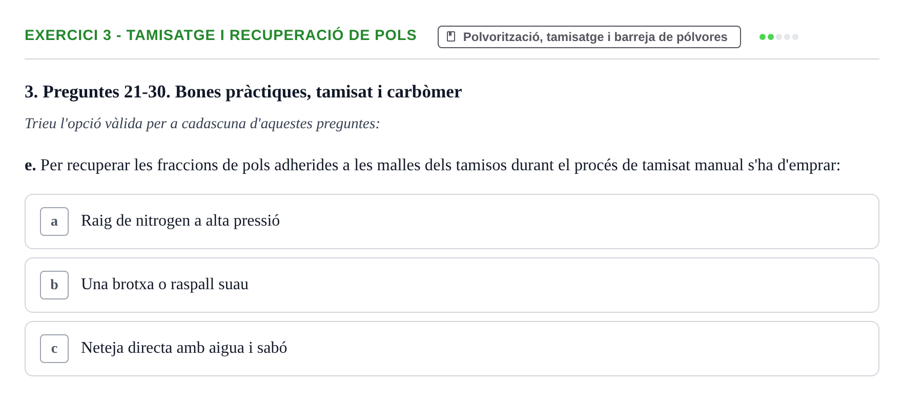 Enunciado: Ejercicio 3 - Tamisatge i recuperació de pols · Introducción a la Farmacia Galénica UB 2002