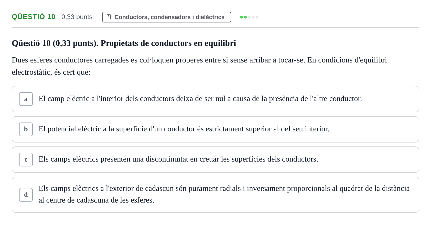 Enunciado: Ejercicio Qüestió 10 · Física UB Juny 2019