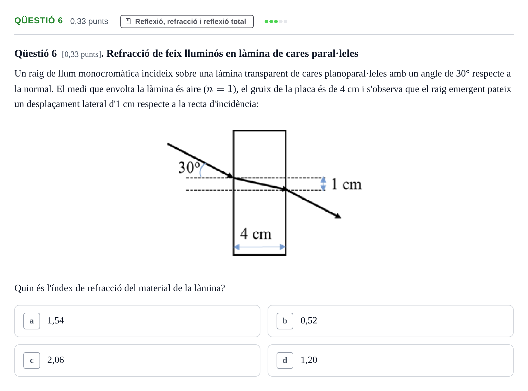 Enunciado: Ejercicio Qüestió 6 · Física UB 2019