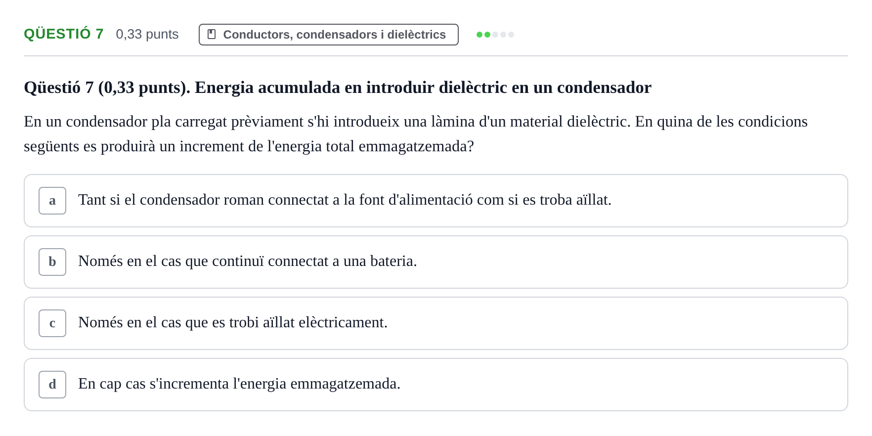 Enunciado: Ejercicio Qüestió 7 · Física UB 2019