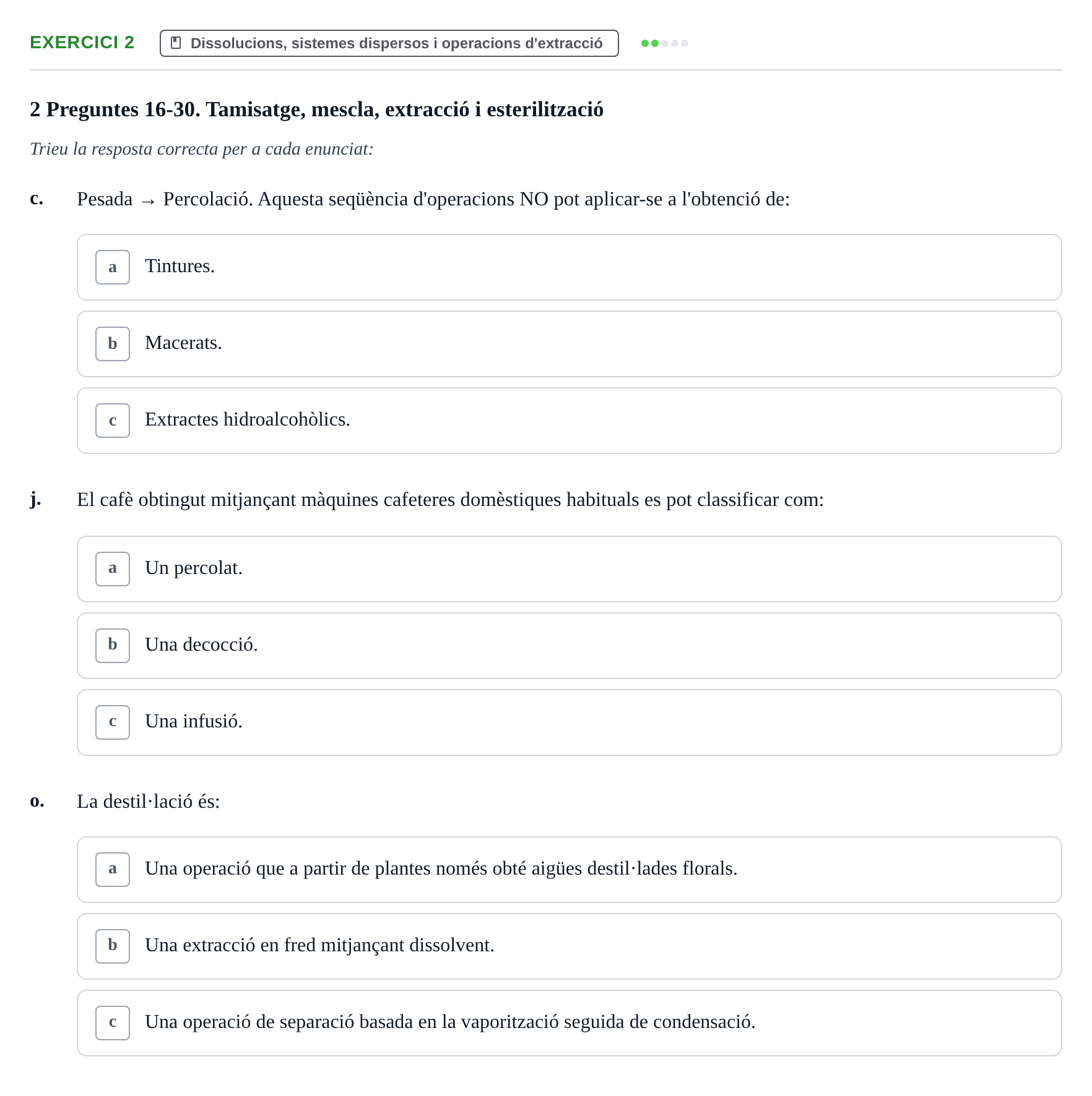 Enunciado: Ejercicio 2 - Dissolucions, sistemes dispersos i operacions… · Introducción a la Farmacia Galénica UB Banc de preguntes Bloc 3: Operacions farmacèutiques bàsiques
