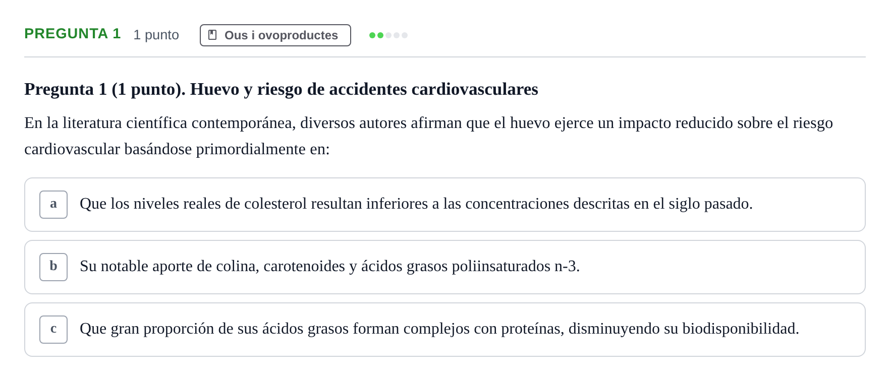 Enunciado: Pregunta 1 · Bromatología Ii UB 2020