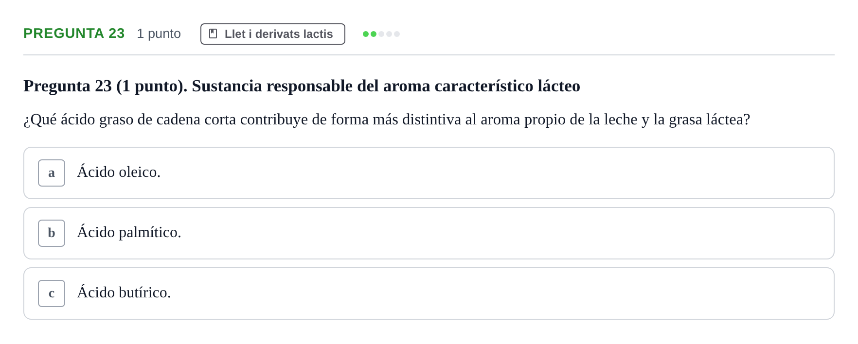 Enunciado: Pregunta 23 · Bromatología Ii UB 2020