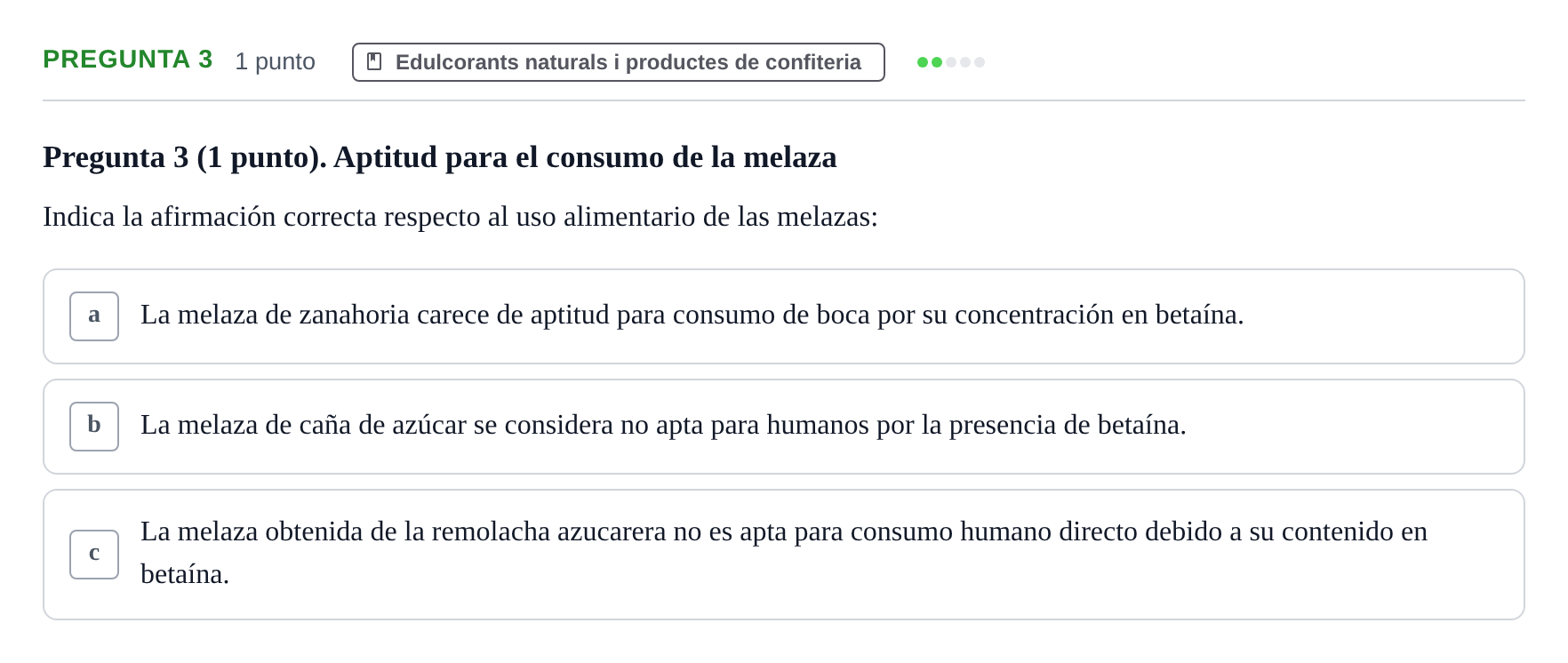 Enunciado: Pregunta 3 · Bromatología Ii UB 2020