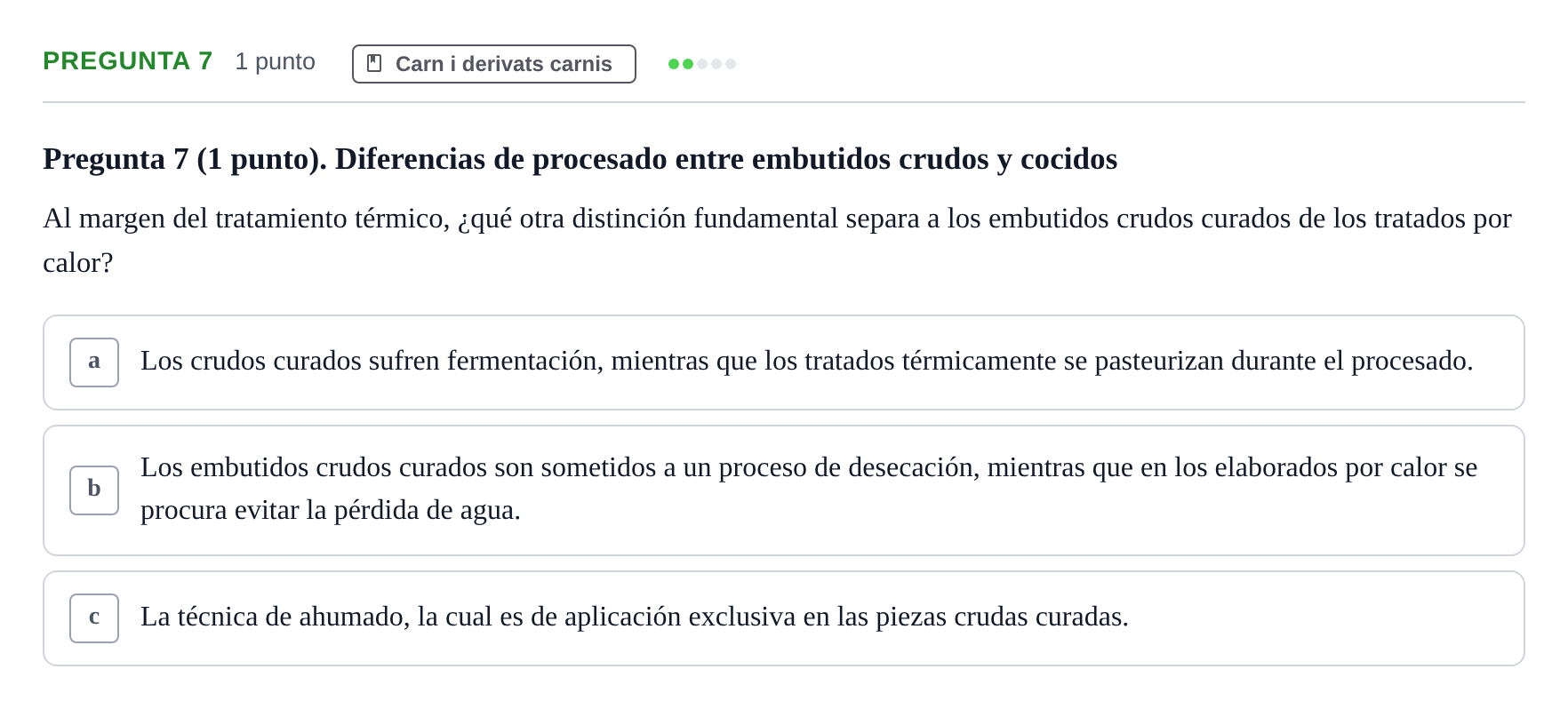 Enunciado: Pregunta 7 · Bromatología Ii UB 2020