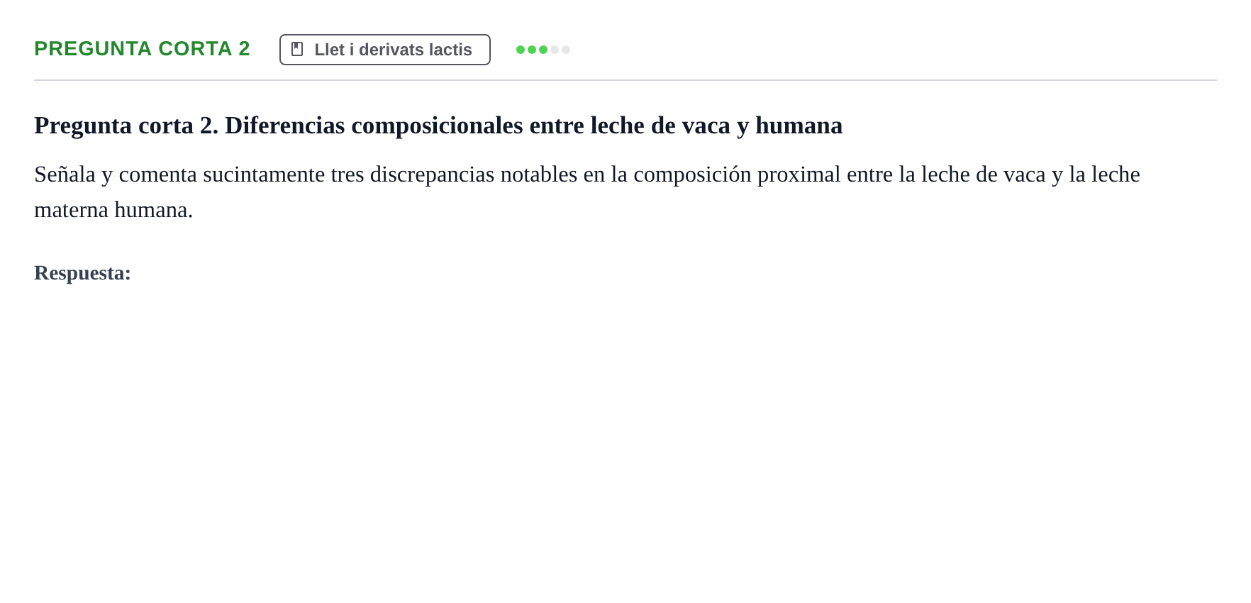 Enunciado: Pregunta corta 2 · Bromatología Ii UB 2020