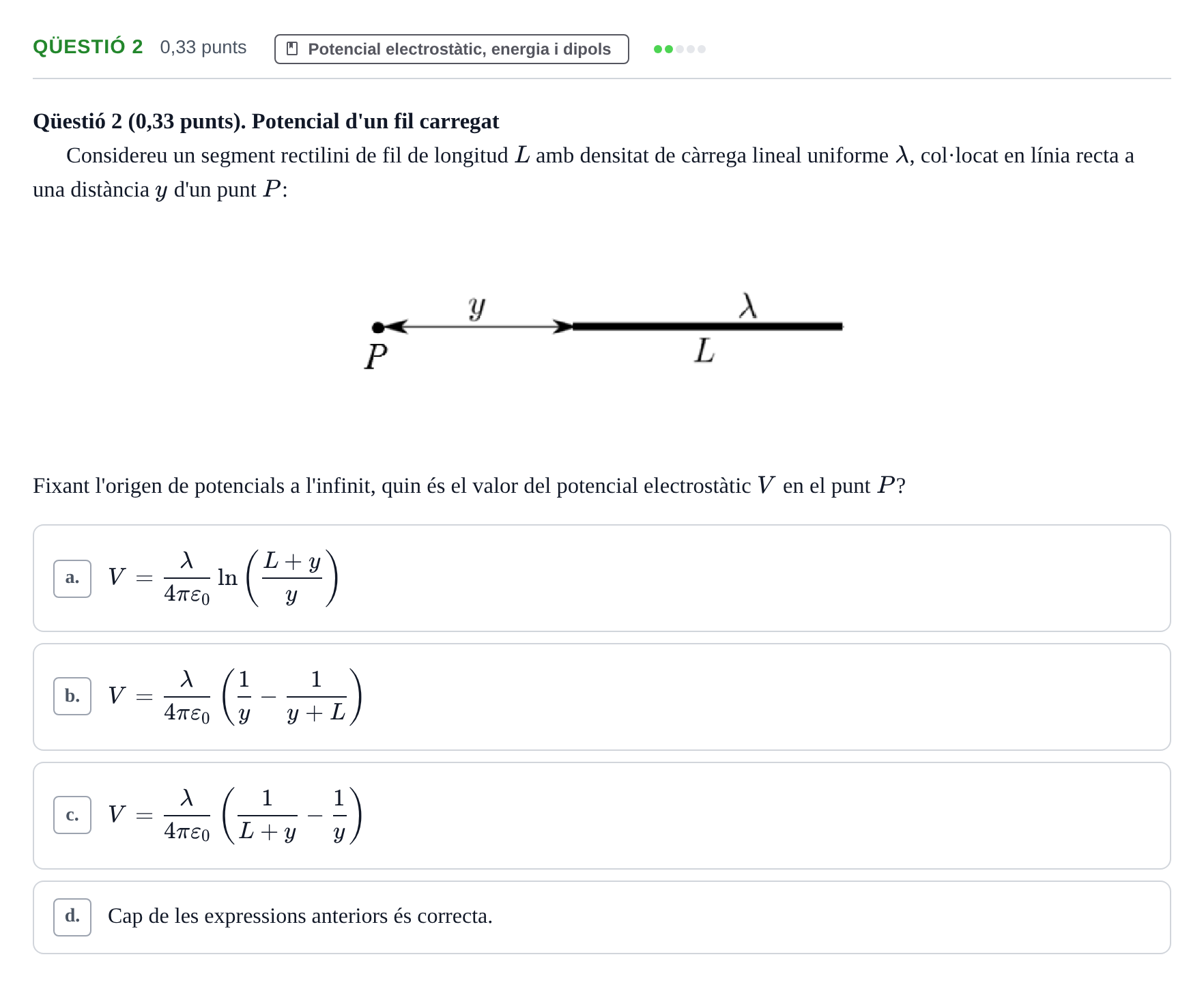 Enunciado: Ejercicio Qüestió 2 · Física UB Juny 2021