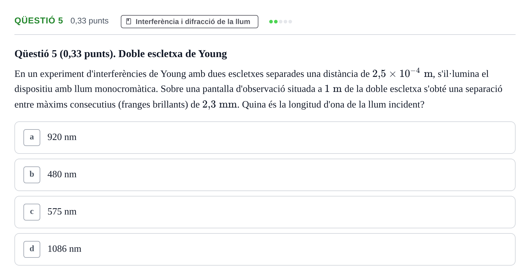 Enunciado: Ejercicio Qüestió 5 · Física UB Juny 2021