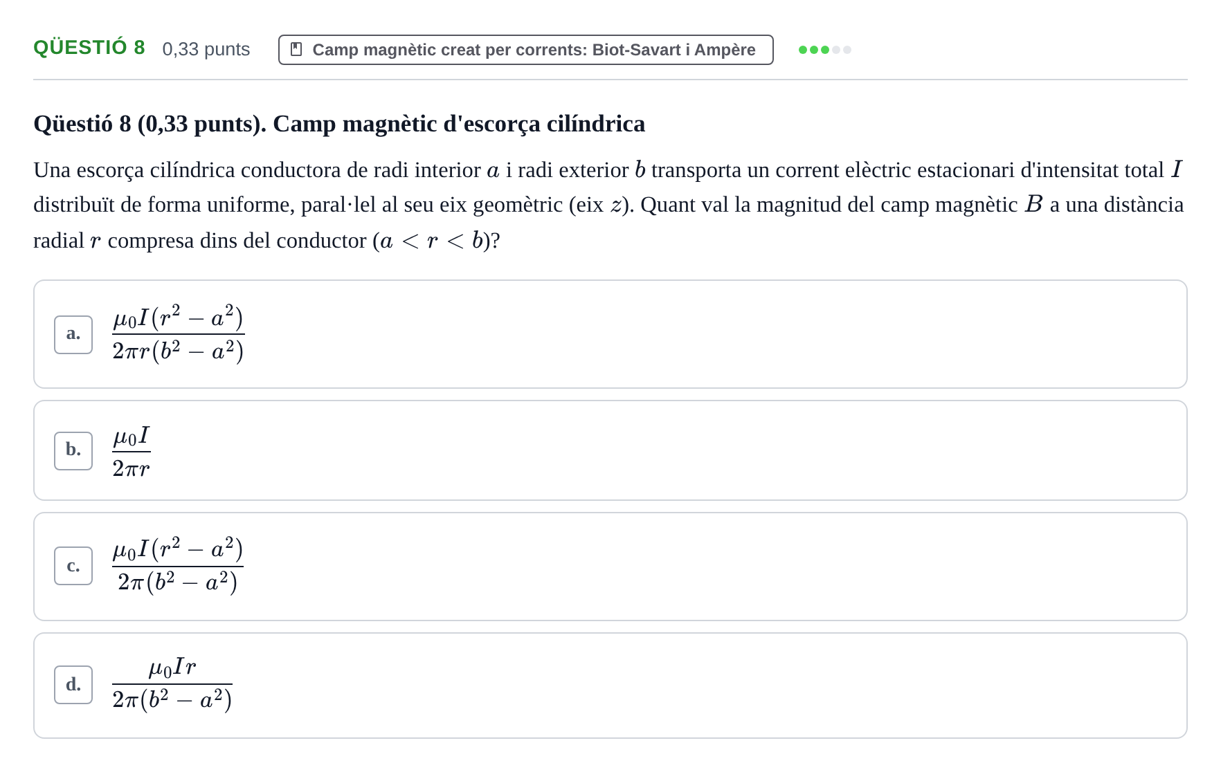 Enunciado: Ejercicio Qüestió 8 · Física UB Juny 2021