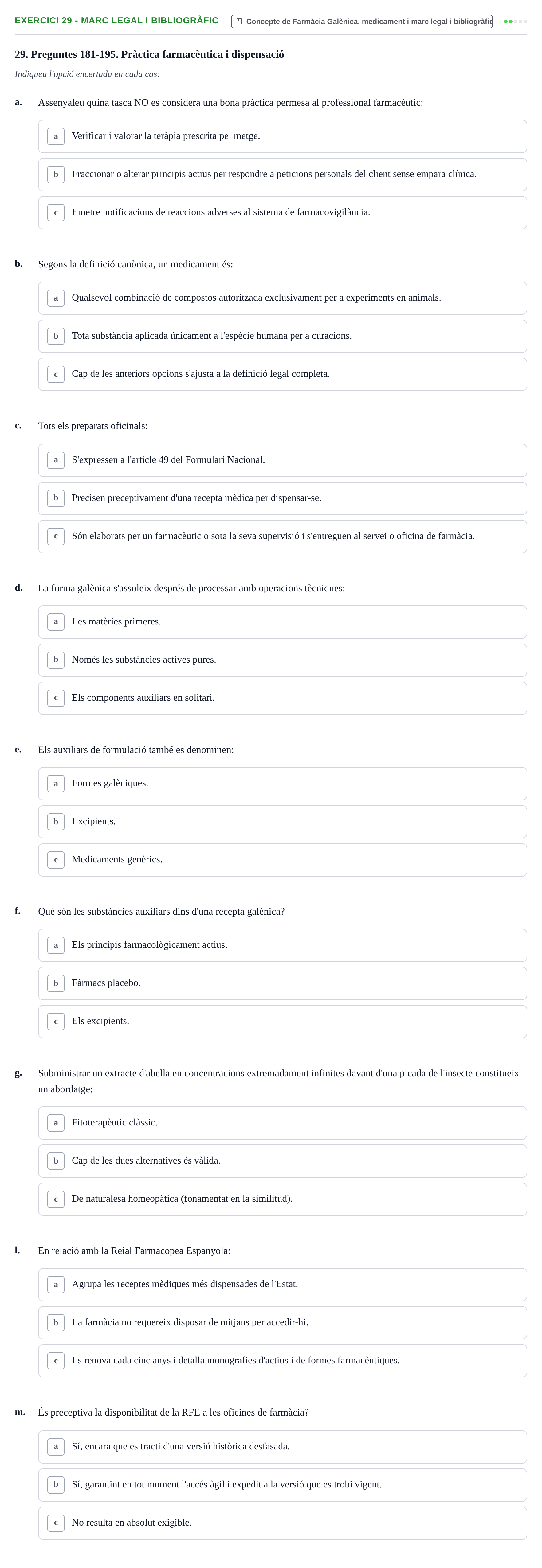Enunciado: Ejercicio 29 - Marc legal i bibliogràfic · Introducción a la Farmacia Galénica UB 2006