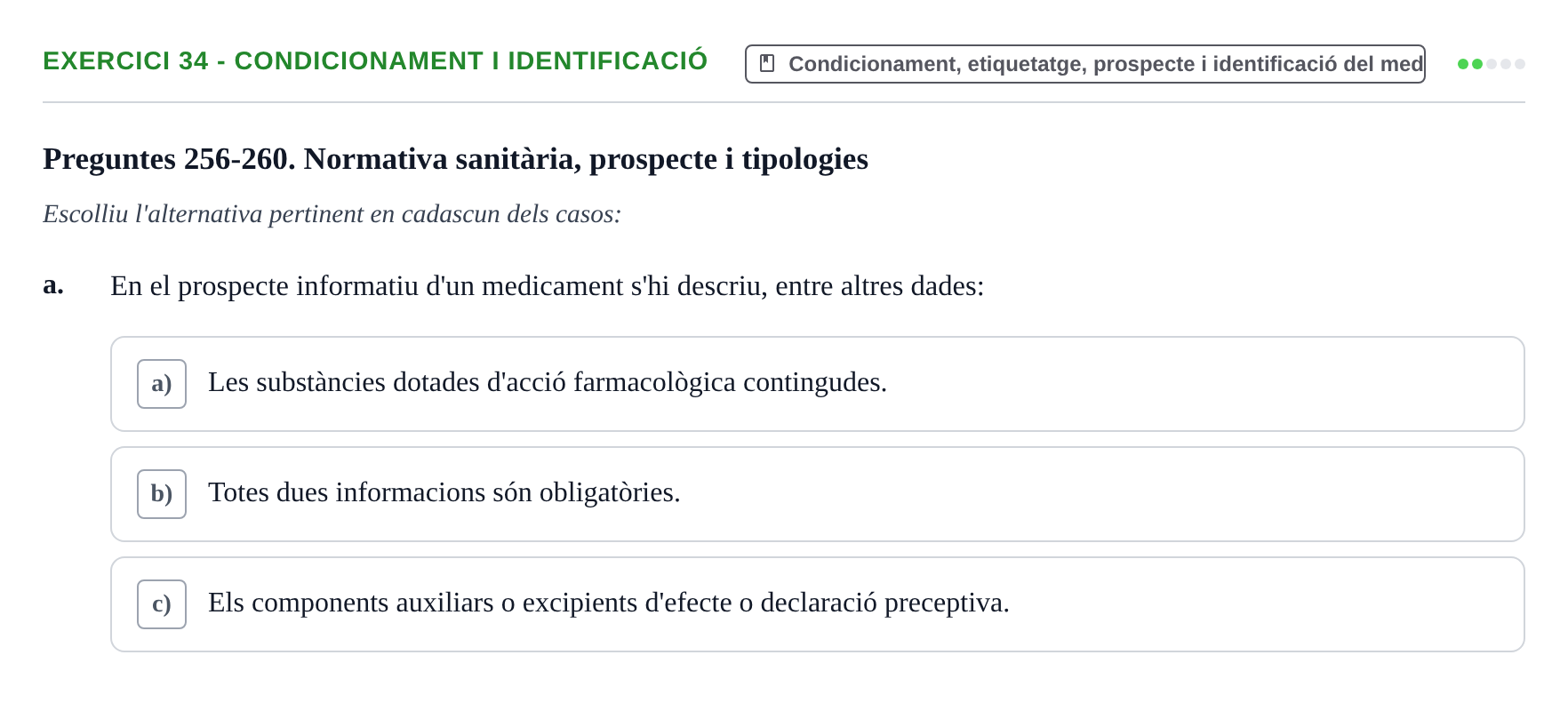 Enunciado: Ejercicio 34 - Condicionament i identificació · Introducción a la Farmacia Galénica UB 2006