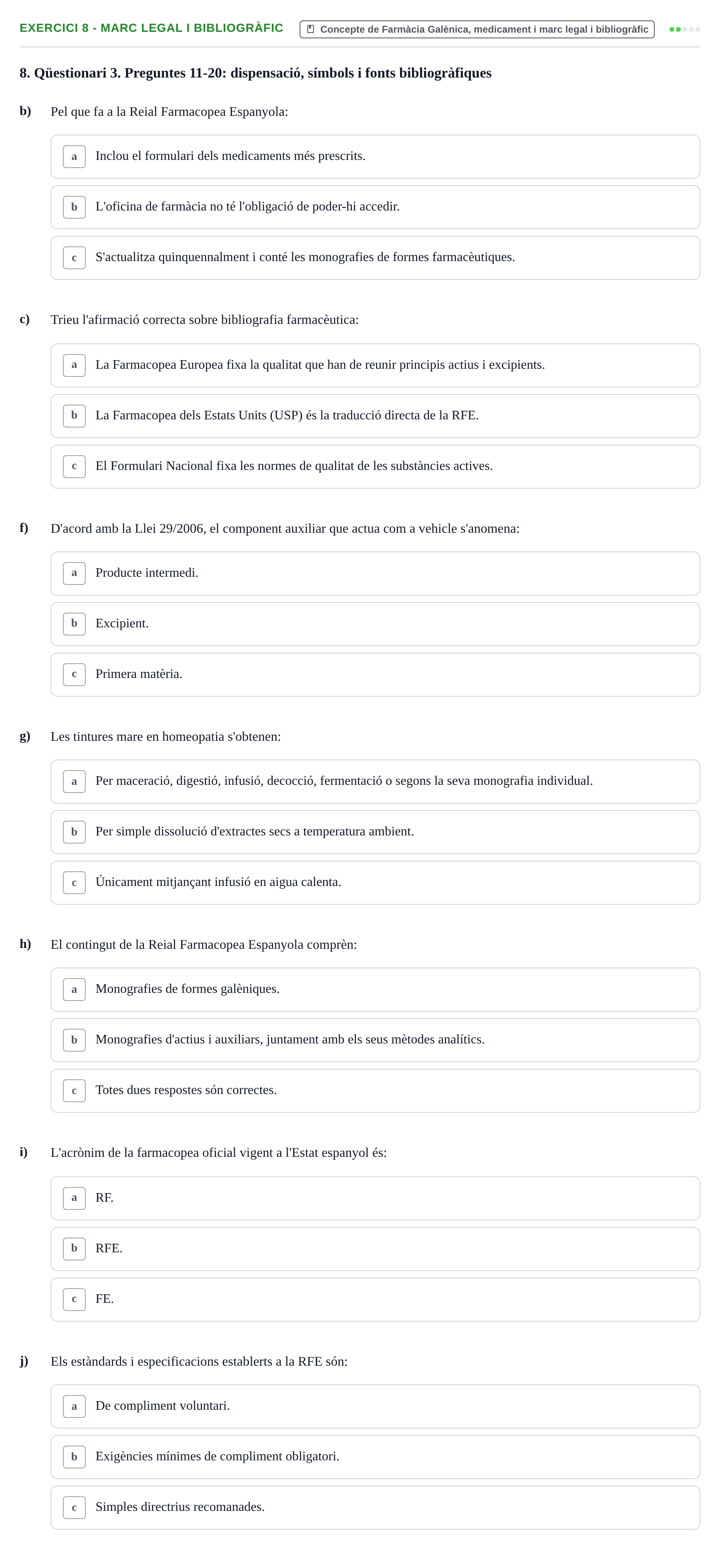 Enunciado: Ejercicio 8 - Marc legal i bibliogràfic · Introducción a la Farmacia Galénica UB 2006