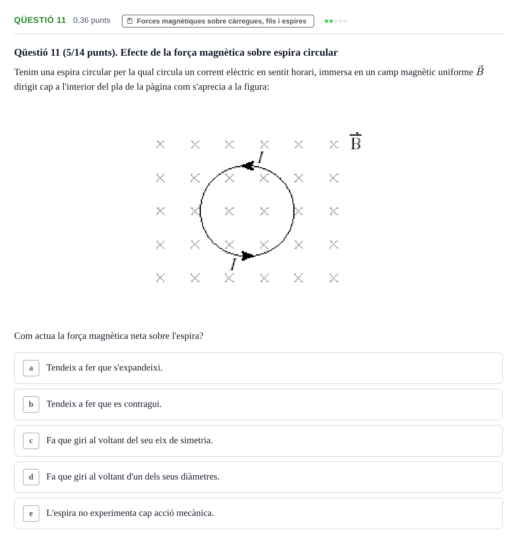 Enunciado: Ejercicio Qüestió 11 · Física UB Juny 2021