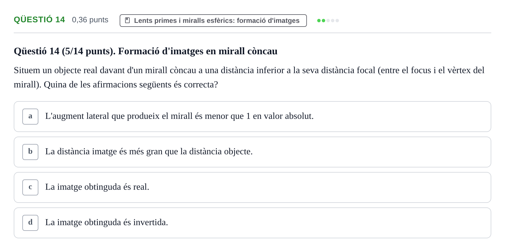 Enunciado: Ejercicio Qüestió 14 · Física UB Juny 2021
