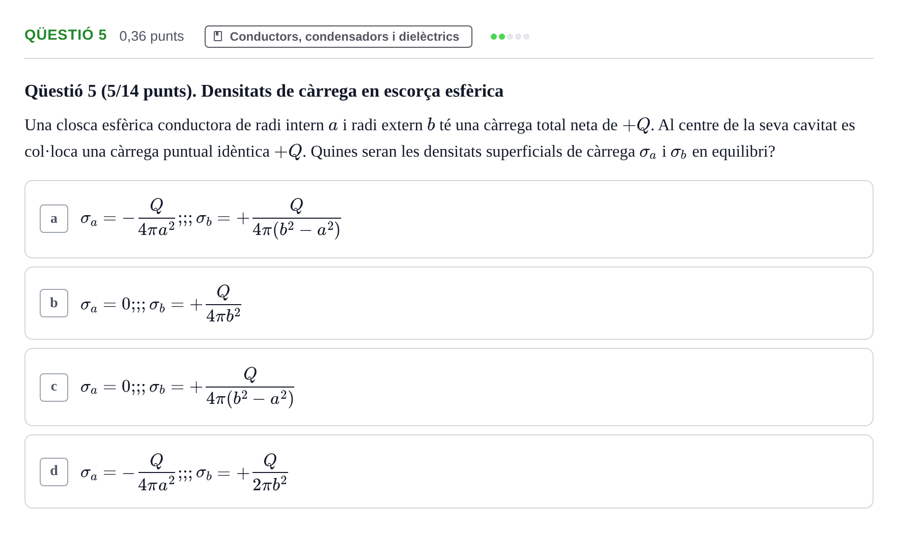 Enunciado: Ejercicio Qüestió 5 · Física UB Juny 2021