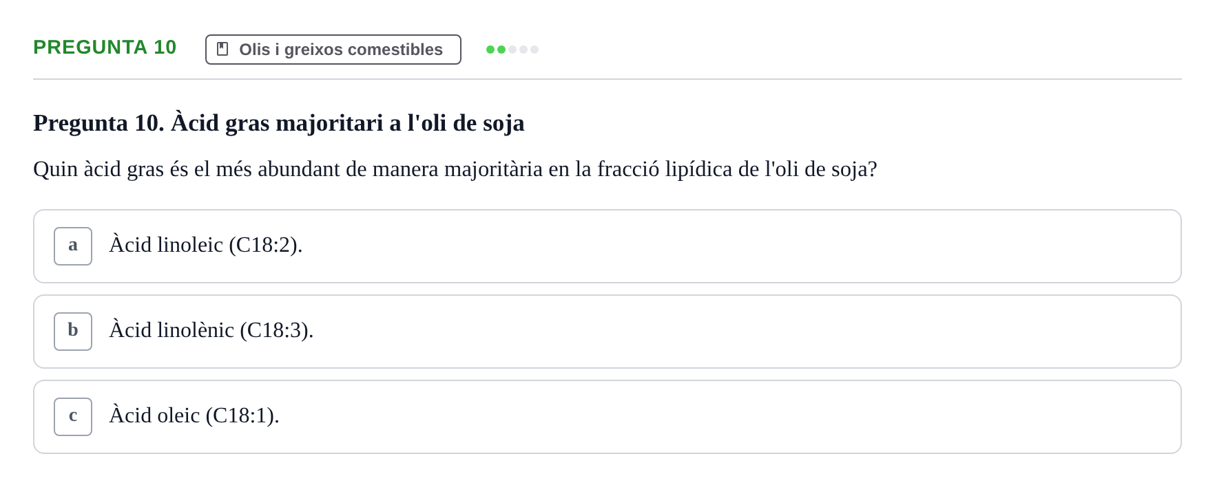 Enunciado: Pregunta 10 · Bromatología Ii UB 2020