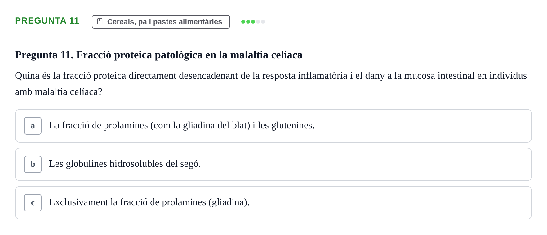 Enunciado: Pregunta 11 · Bromatología Ii UB 2020