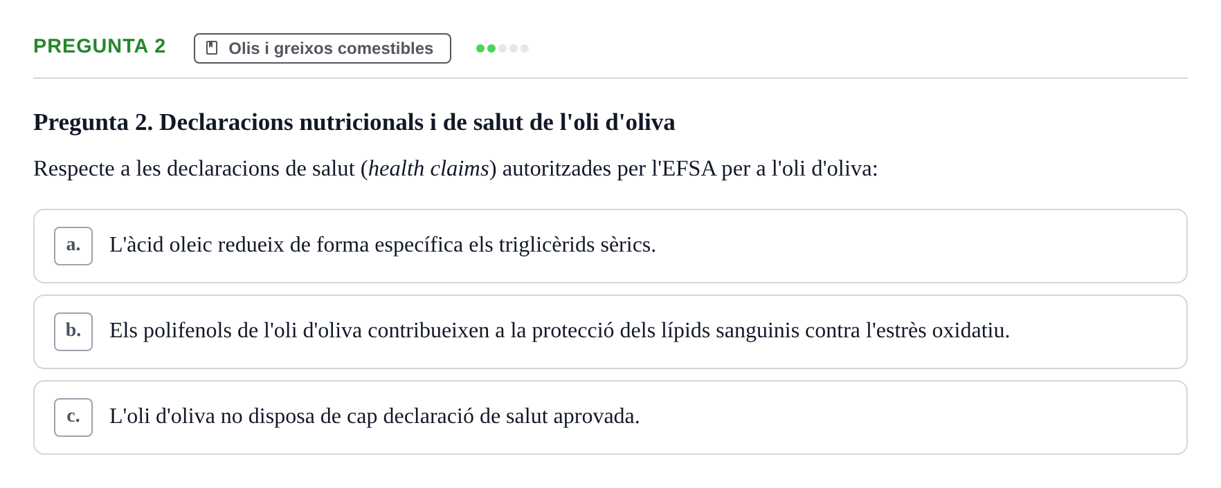 Enunciado: Pregunta 2 · Bromatología Ii UB 2020