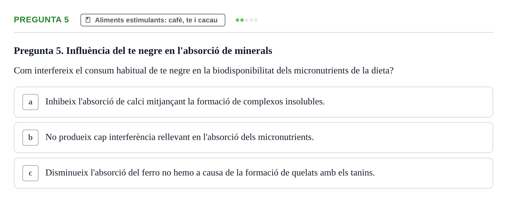 Enunciado: Pregunta 5 · Bromatología Ii UB 2020