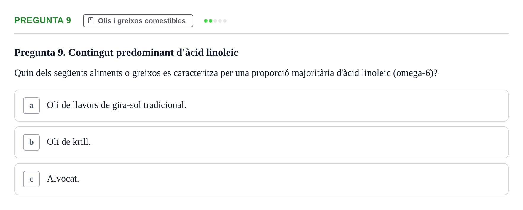 Enunciado: Pregunta 9 · Bromatología Ii UB 2020