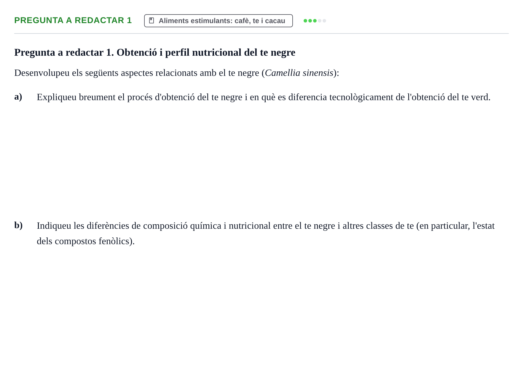Enunciado: Pregunta a redactar 1 · Bromatología Ii UB 2020