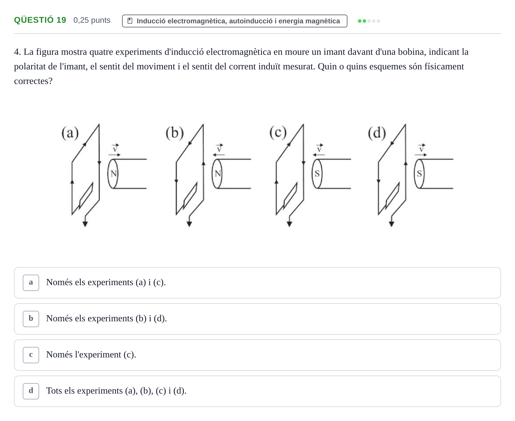 Enunciado: Ejercicio Qüestió 19 · Electromagnetismo UB Juny 2017