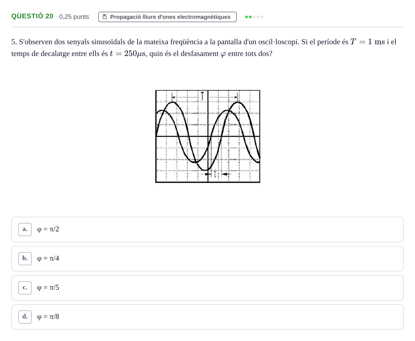 Enunciado: Ejercicio Qüestió 20 · Electromagnetismo UB Juny 2017