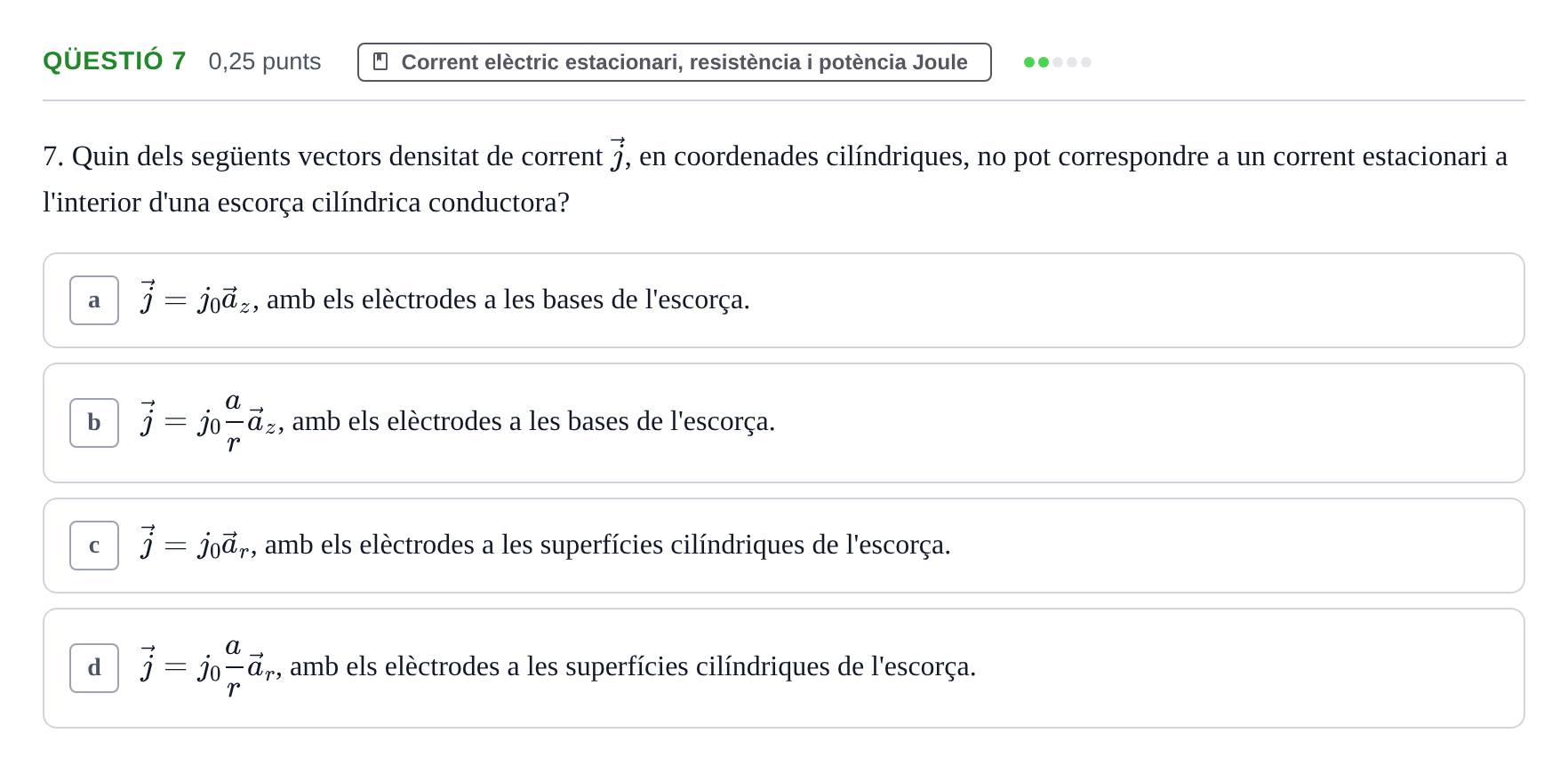 Enunciado: Ejercicio Qüestió 7 · Electromagnetismo UB Juny 2017