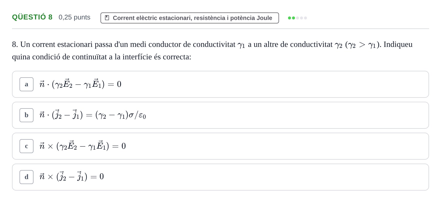 Enunciado: Ejercicio Qüestió 8 · Electromagnetismo UB Juny 2017