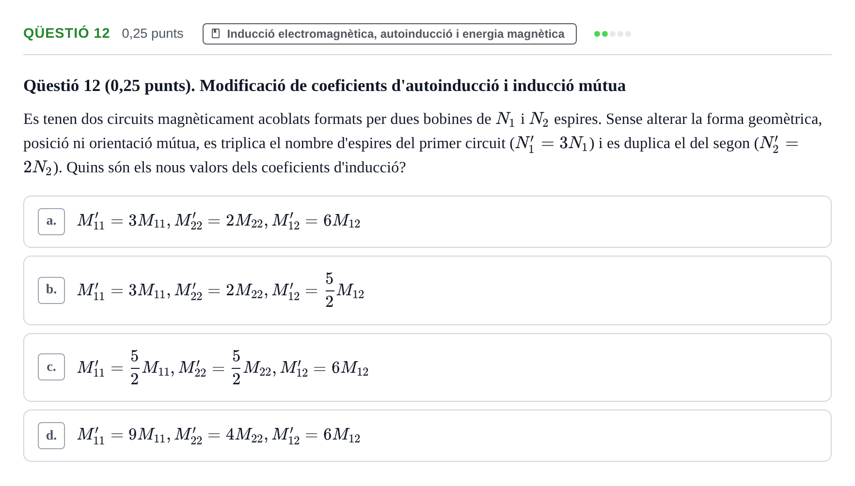 Enunciado: Ejercicio Qüestió 12 · Electromagnetismo UB Setembre 2015