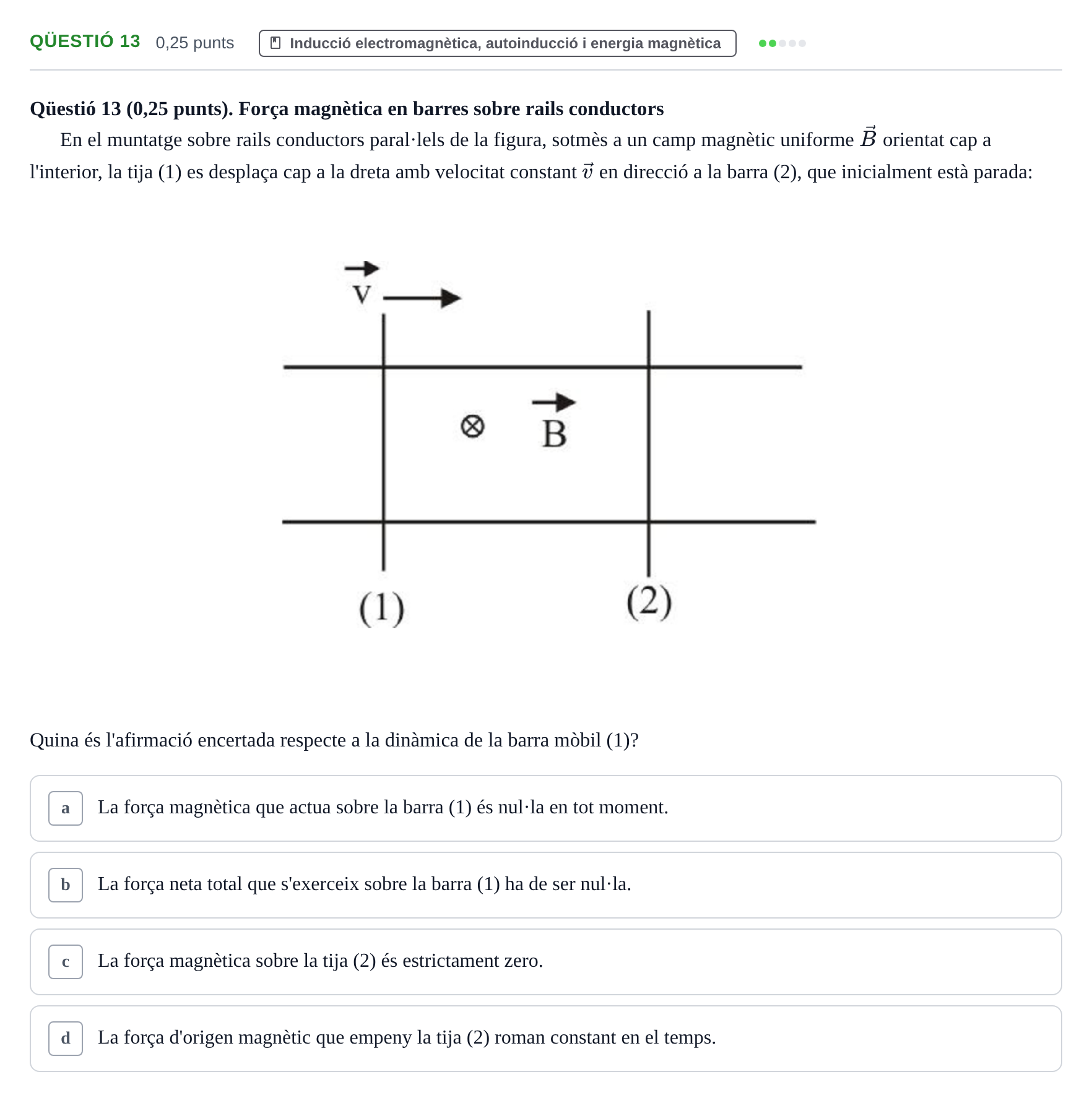 Enunciado: Ejercicio Qüestió 13 · Electromagnetismo UB Setembre 2015