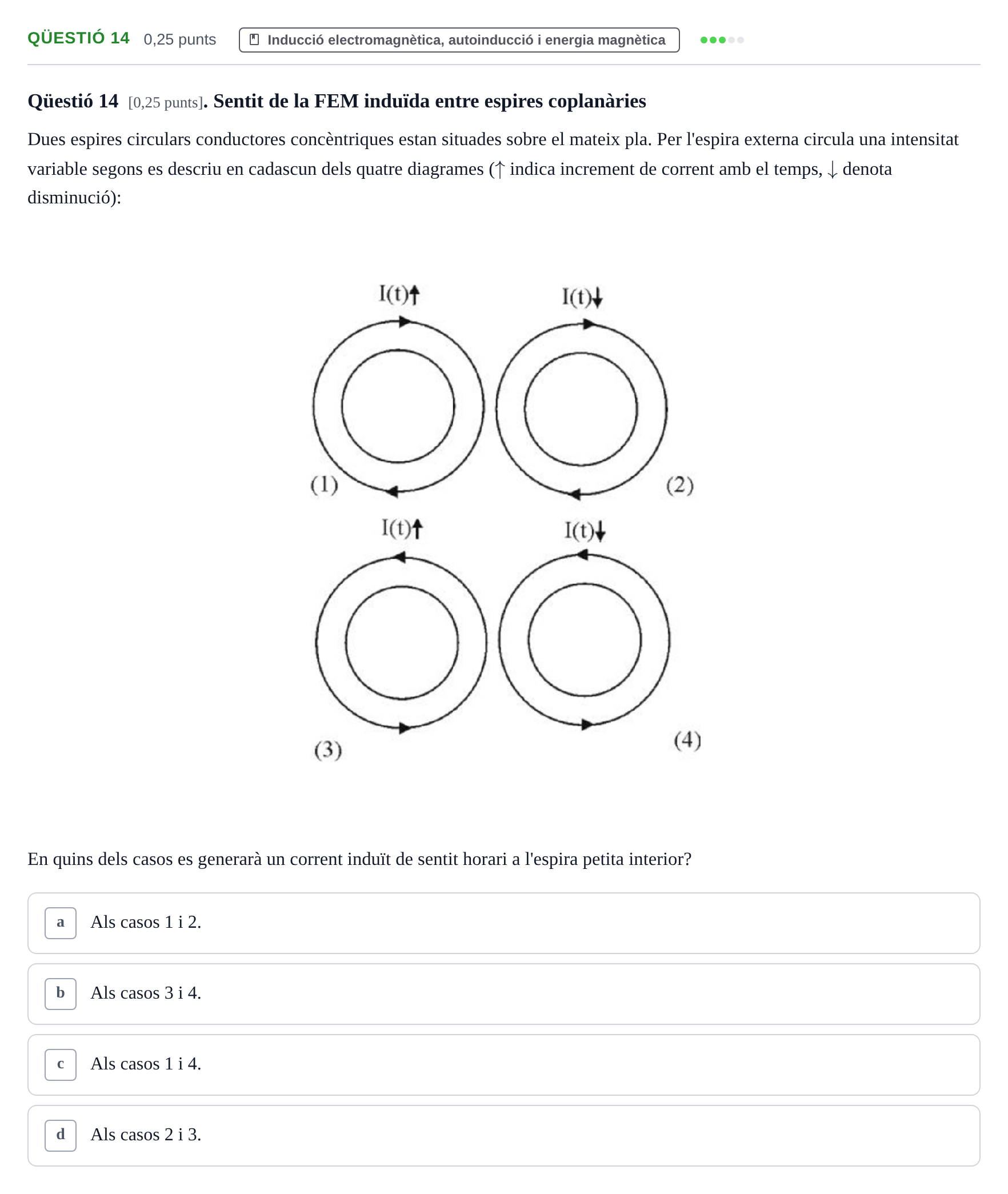 Enunciado: Ejercicio Qüestió 14 · Electromagnetismo UB Setembre 2015