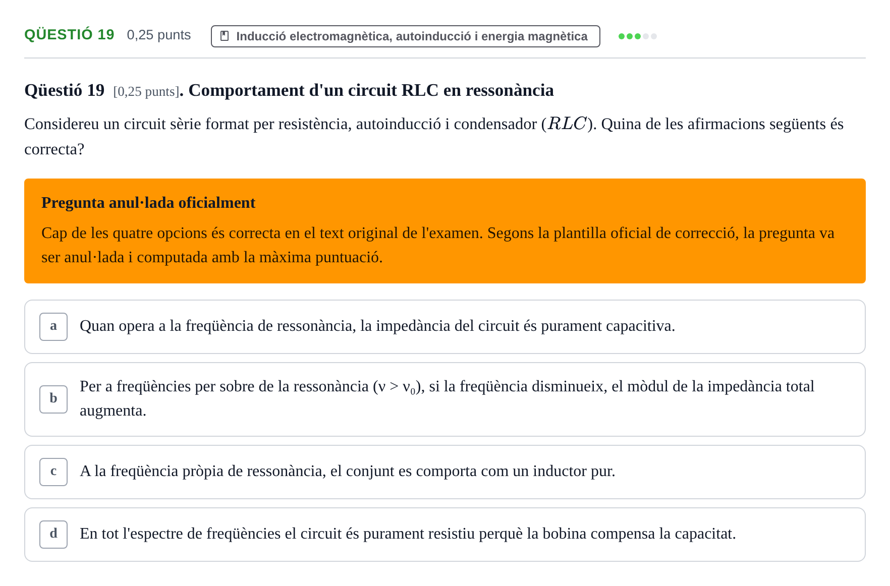 Enunciado: Ejercicio Qüestió 19 · Electromagnetismo UB Setembre 2015