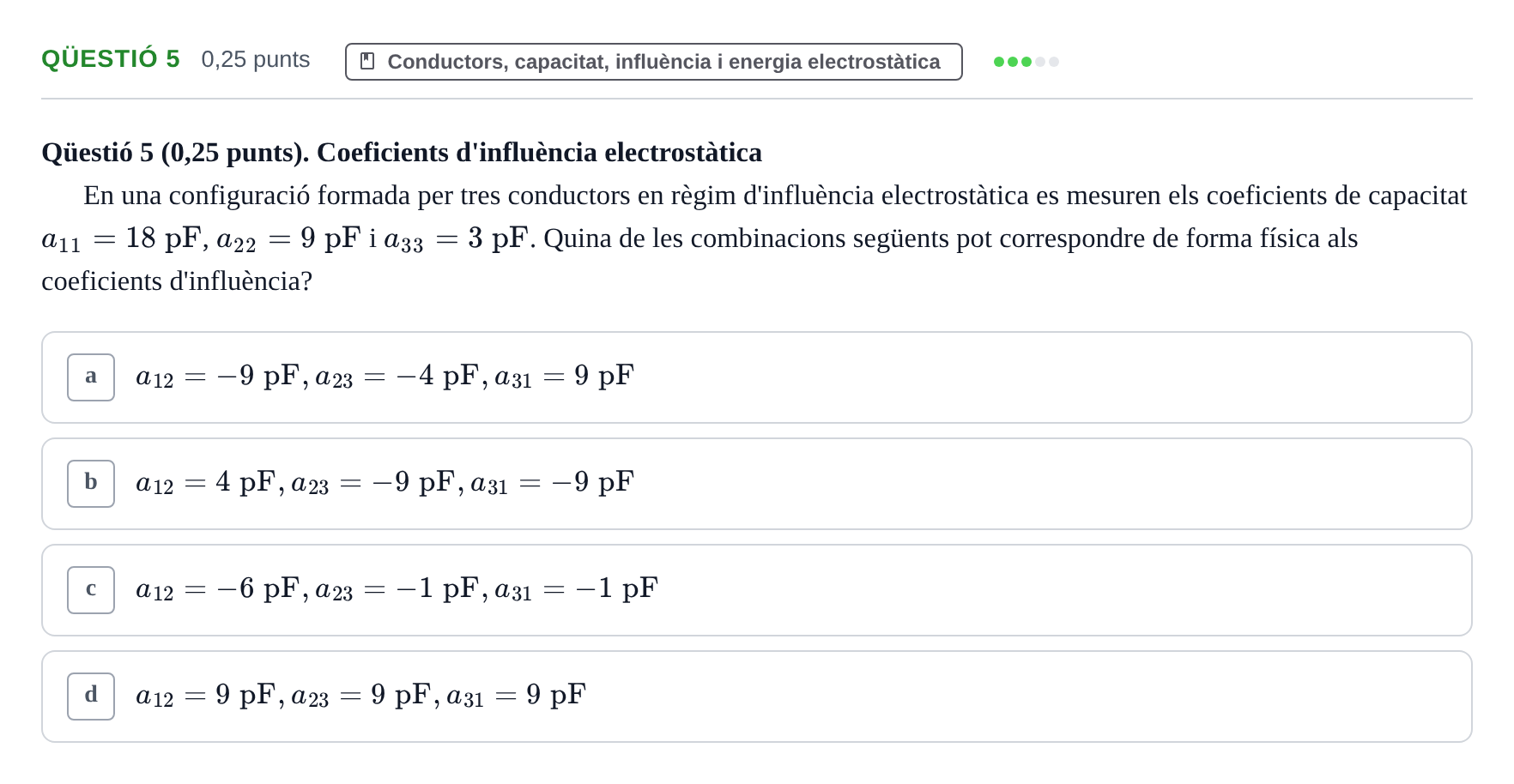 Enunciado: Ejercicio Qüestió 5 · Electromagnetismo UB Setembre 2015