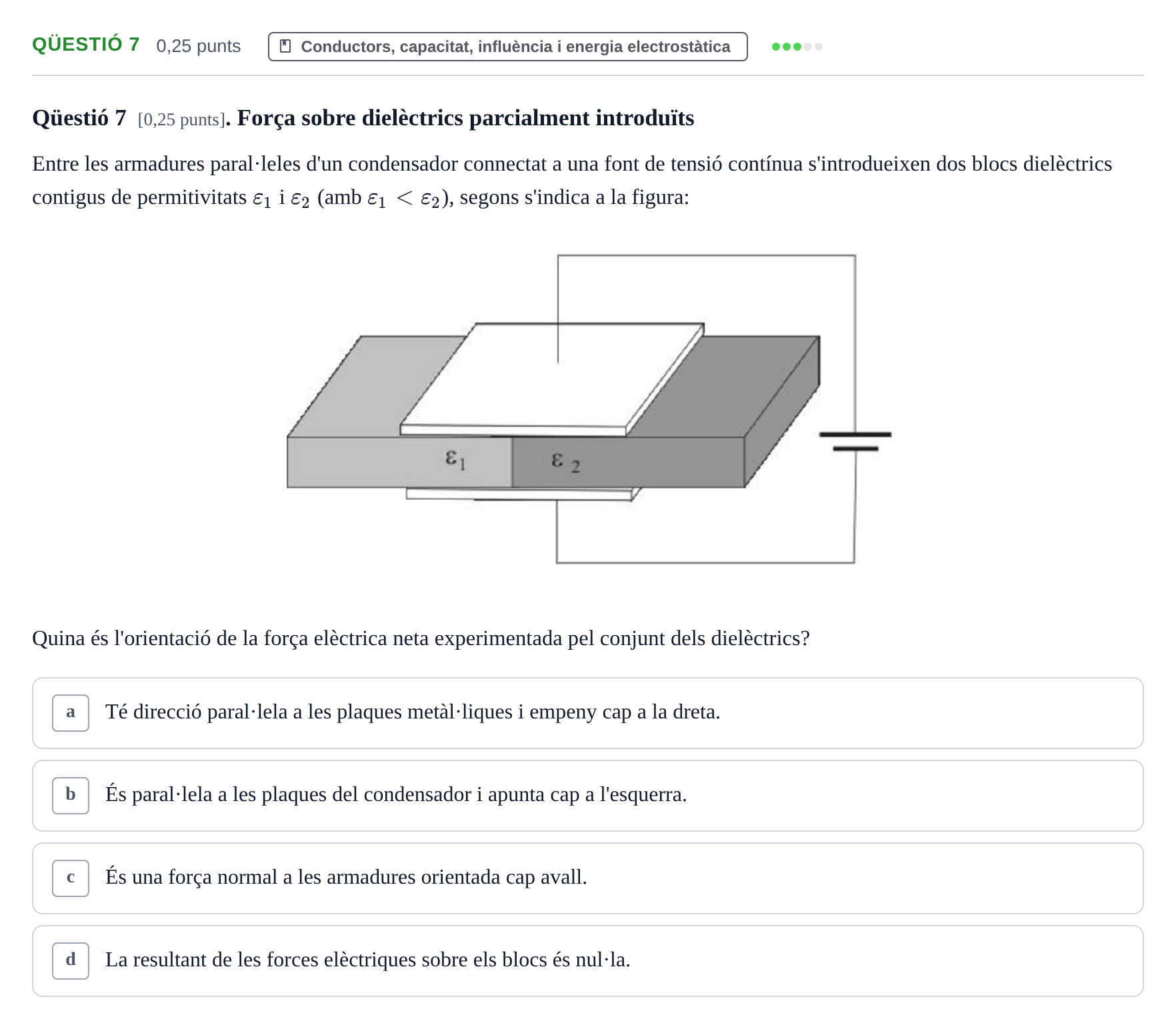 Enunciado: Ejercicio Qüestió 7 · Electromagnetismo UB Setembre 2015