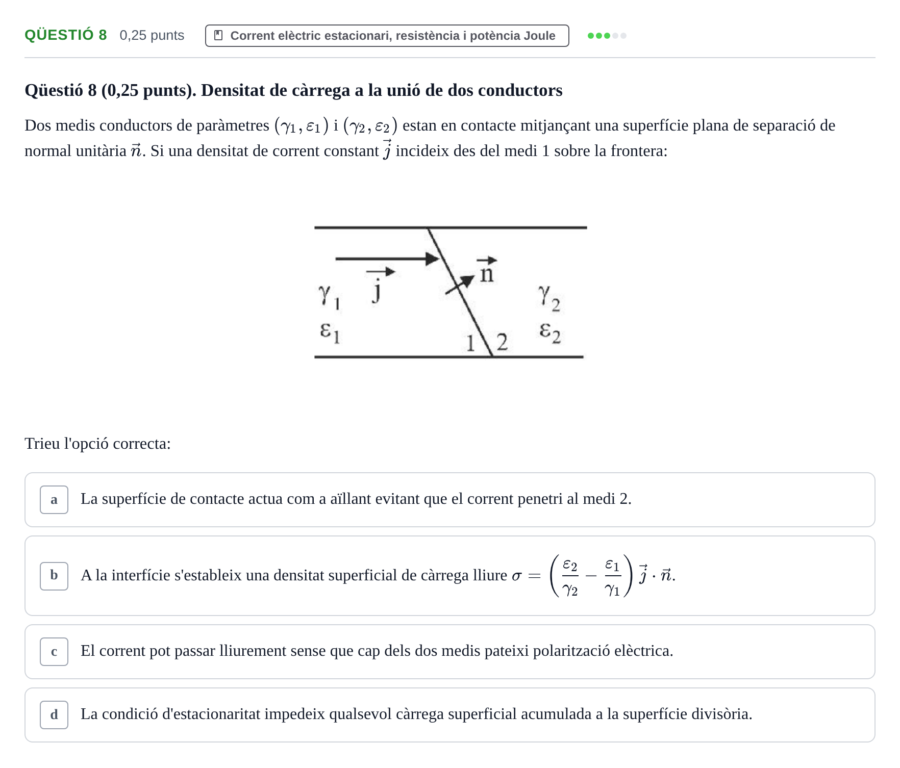 Enunciado: Ejercicio Qüestió 8 · Electromagnetismo UB Setembre 2015