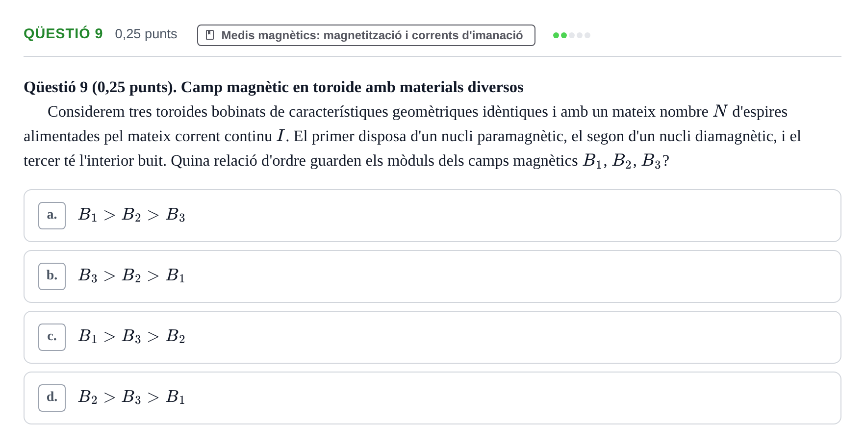 Enunciado: Ejercicio Qüestió 9 · Electromagnetismo UB Setembre 2015