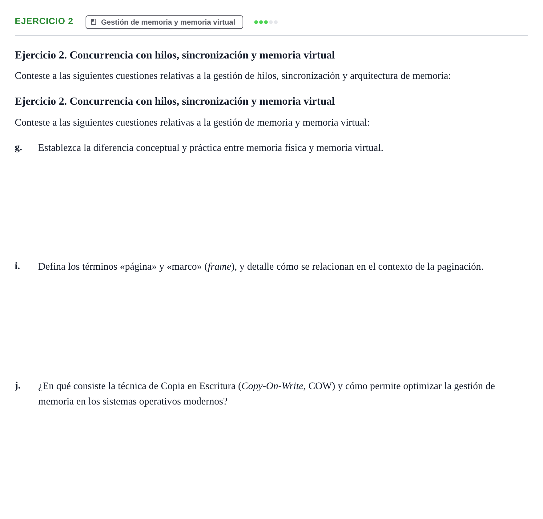 Enunciado: Ejercicio 2 - Gestión de memoria y memoria virtual · Sistemes Operatius I UB Examen: Memoria y Concurrencia