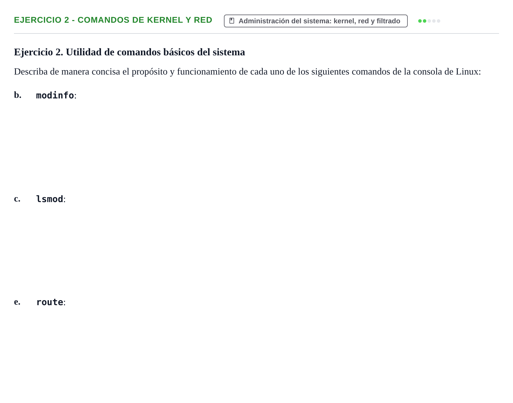 Enunciado: Ejercicio 2 - Comandos de kernel y red · Sistemes Operatius I UB Segundo Parcial de Sistemas Operativos