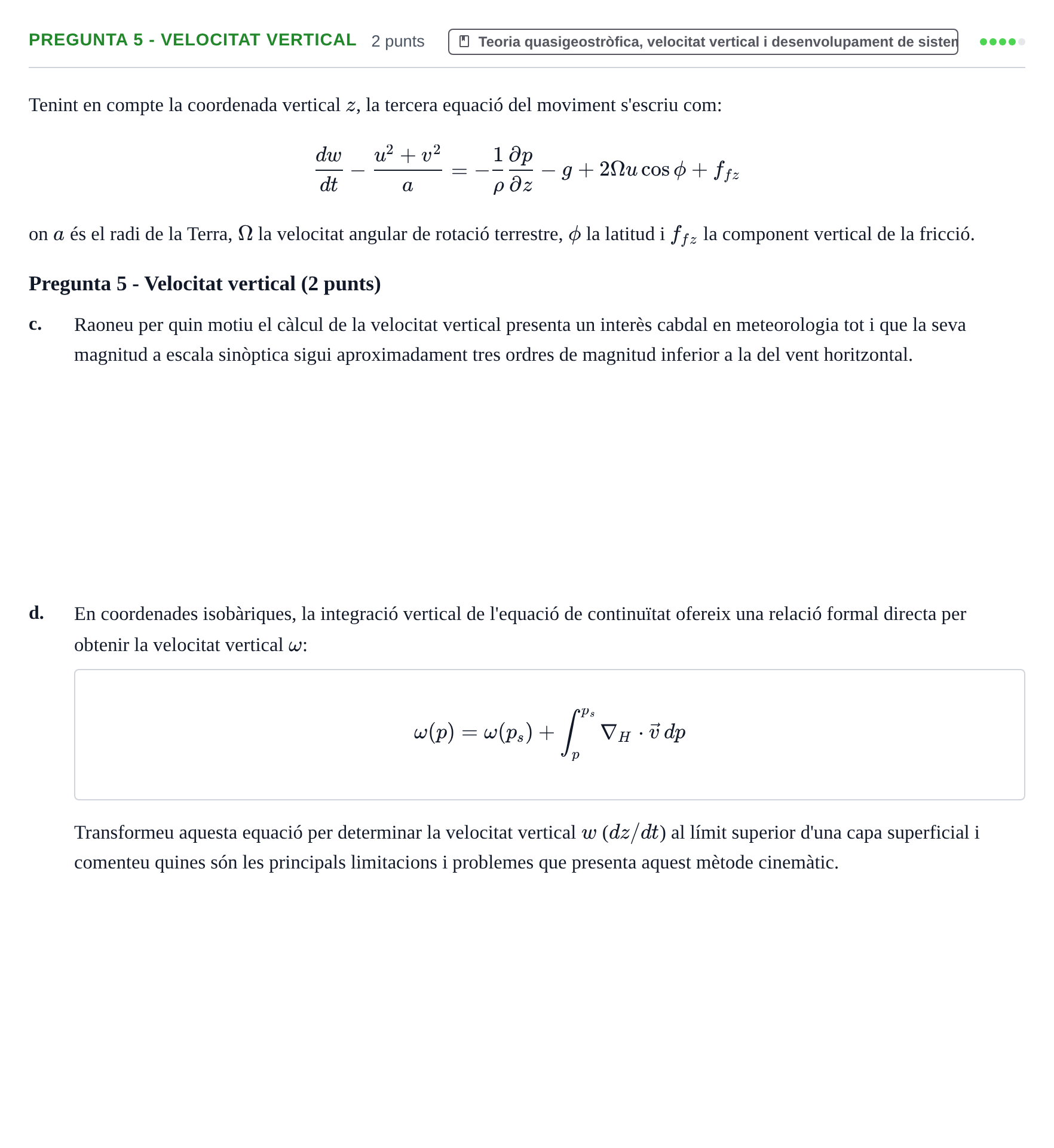 Enunciado: Pregunta 5 - Velocitat vertical · Meteorología y Climatología UB 2012