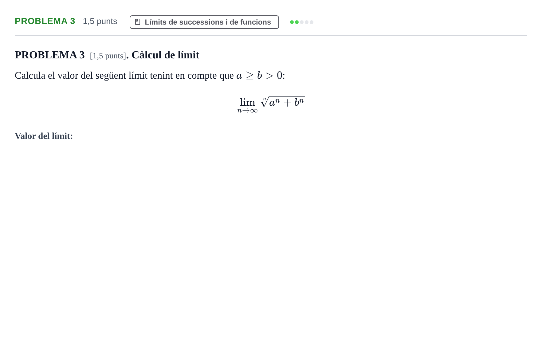 Enunciado: PROBLEMA 3 · Càlcul UB Juny 2017
