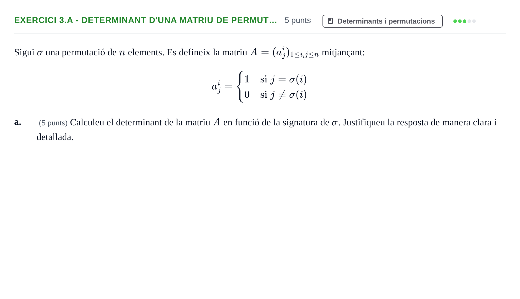 Enunciado: Exercici 3.a - Determinant d'una matriu de permut… · Matrices y Vectores UB 2023
