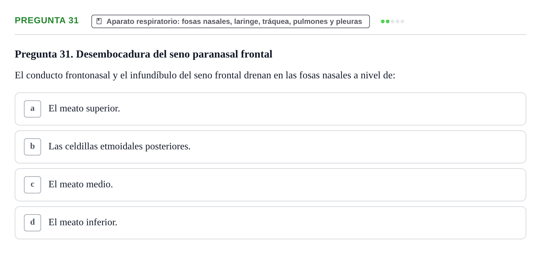 Enunciado: Pregunta 31 · Anatomía y Embriología de Órganos y Sistemas UB Examen de Esplacnología