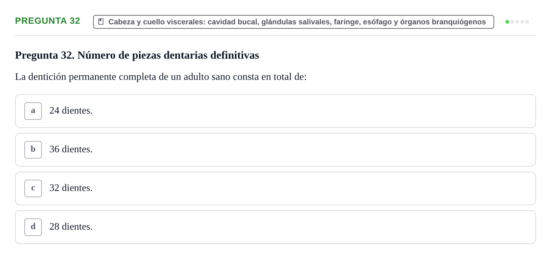 Enunciado: Pregunta 32 · Anatomía y Embriología de Órganos y Sistemas UB Examen de Esplacnología