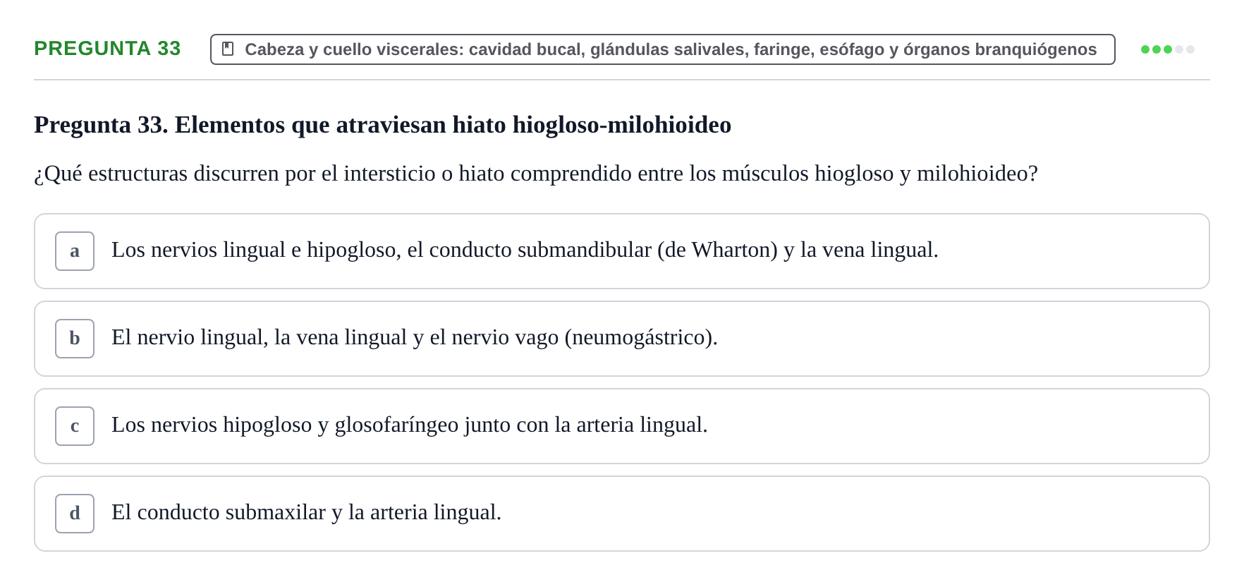 Enunciado: Pregunta 33 · Anatomía y Embriología de Órganos y Sistemas UB Examen de Esplacnología