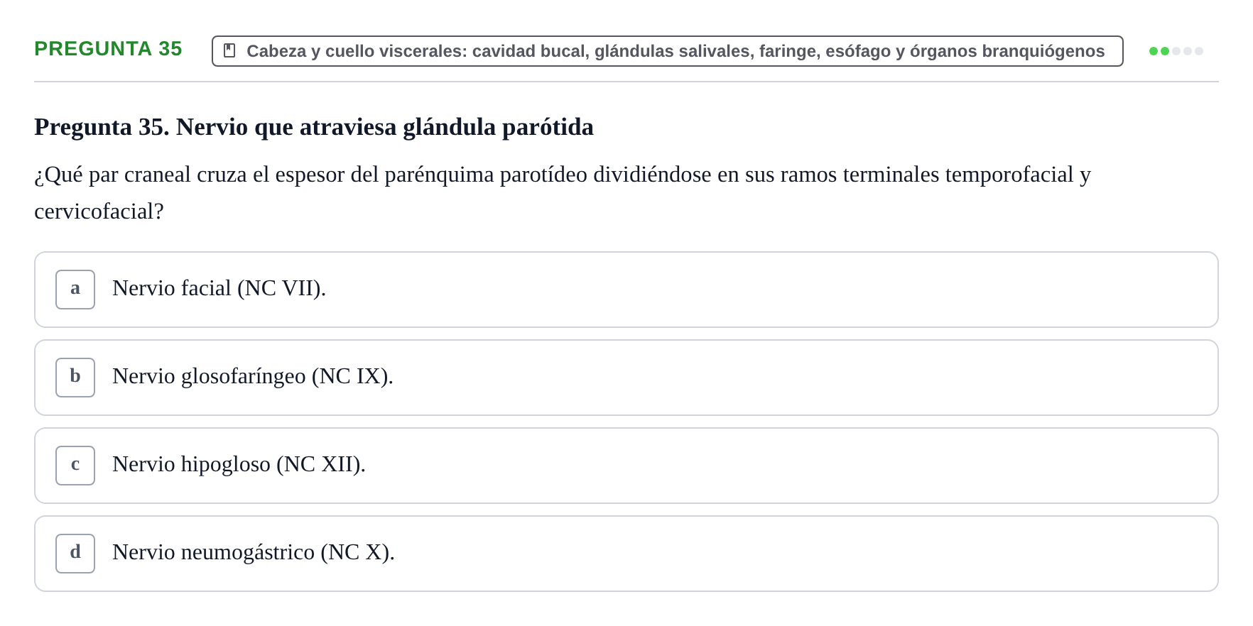 Enunciado: Pregunta 35 · Anatomía y Embriología de Órganos y Sistemas UB Examen de Esplacnología