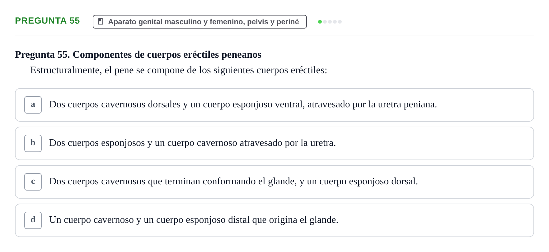Enunciado: Pregunta 55 · Anatomía y Embriología de Órganos y Sistemas UB Examen de Esplacnología