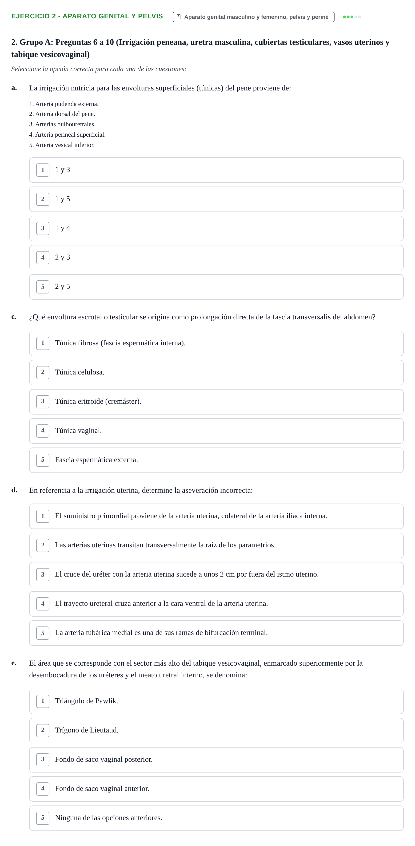Enunciado: Ejercicio 2 - Aparato genital y pelvis · Anatomía y Embriología de Órganos y Sistemas UB Examen Parcial de Anatomía Humana - Unidad IV